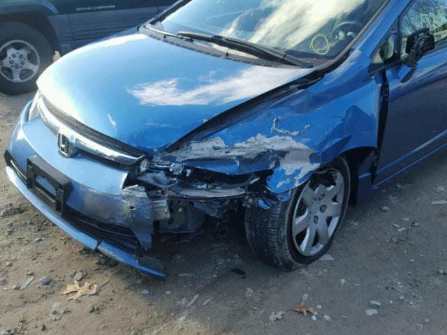 2HGFA16537H503707 - 2007 HONDA CIVIC LX BLUE photo 9