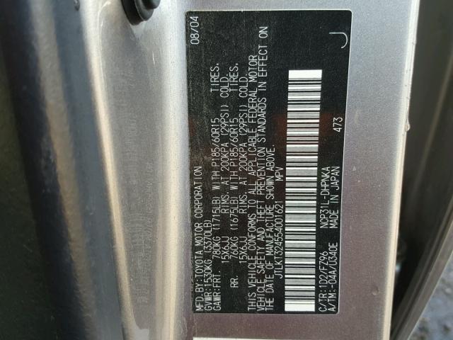 JTLKT324554001621 - 2005 TOYOTA SCION XB Gris foto 10