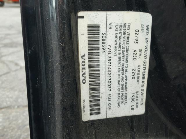 YV1LS5714S2230077 - 1995 VOLVO 850 BLACK photo 10