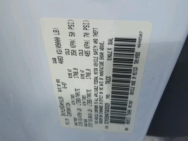 3D7KR28A67G839329 - 2007 DODGE RAM 2500 S WHITE photo 10