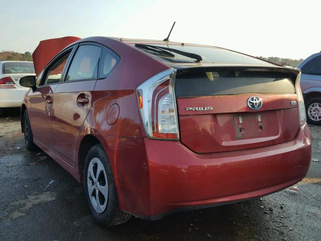 JTDKN3DU8D5568479 - 2013 TOYOTA PRIUS BURGUNDY photo 3