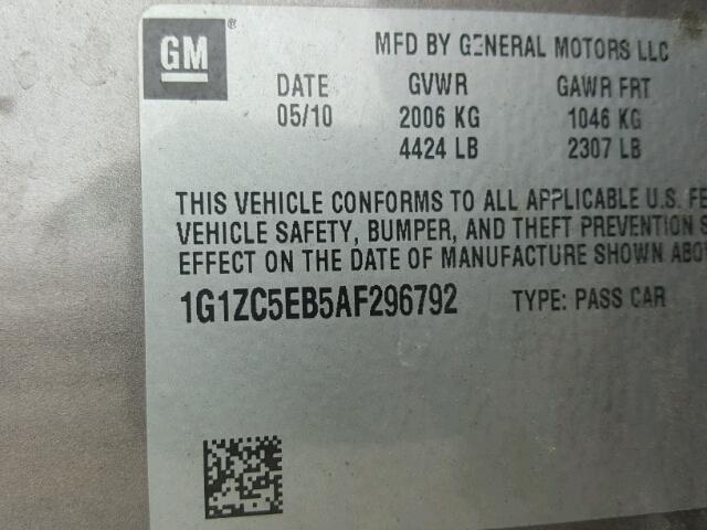 1G1ZC5EB5AF296792 - 2010 CHEVROLET MALIBU 1LT TAN photo 10