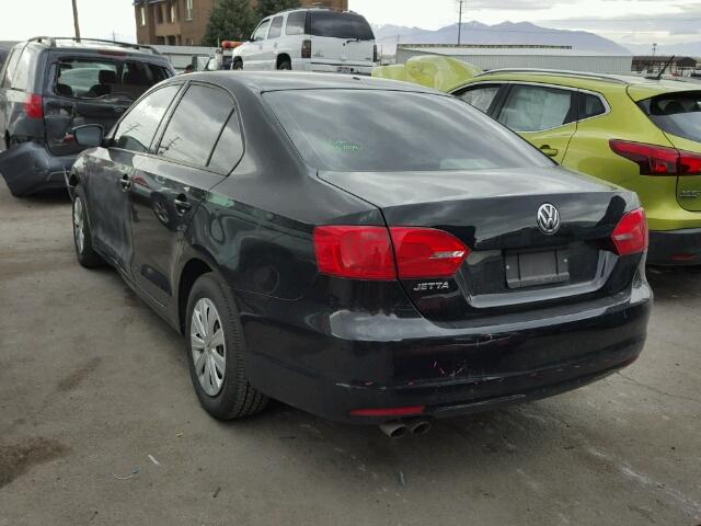 3VW2K7AJ9DM290581 - 2013 VOLKSWAGEN JETTA BASE BLACK photo 3