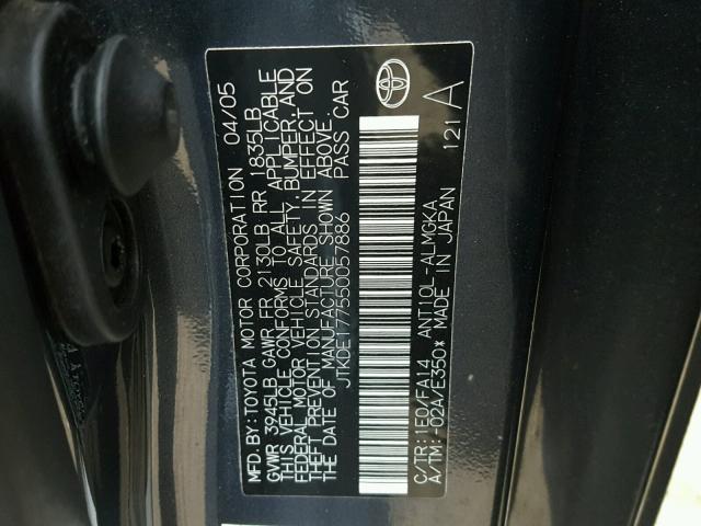 JTKDE177550057886 - 2005 TOYOTA SCION TC 石墨色 照片 10
