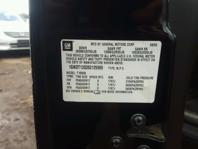 1GNDT13S262125999 - 2006 CHEVROLET TRAILBLAZE BLACK photo 10