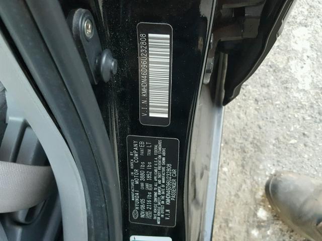 KMHDN46D96U232808 - 2006 HYUNDAI ELANTRA GL BLACK photo 10