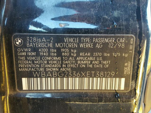 WBABG2336XET38129 - 1999 BMW 328 IS AUT BLACK photo 10