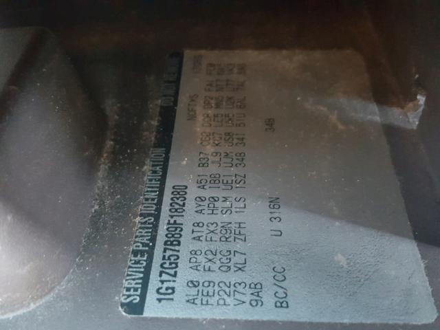 1G1ZG57B89F182380 - 2009 CHEVROLET MALIBU LS თაფლისფერი ფოტო 10