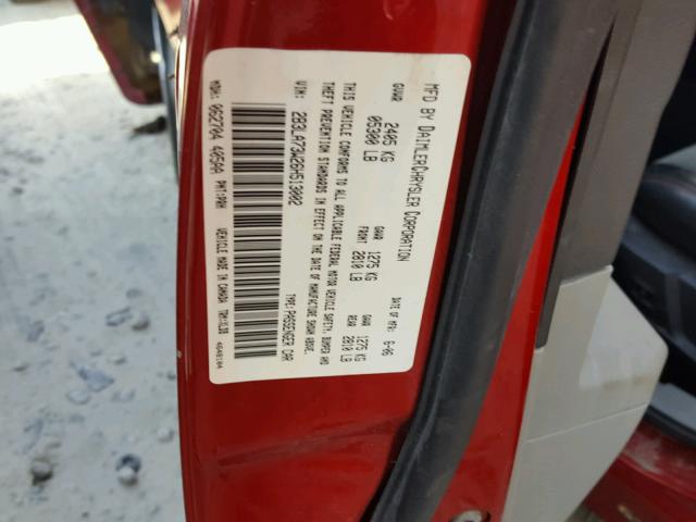 2B3LA73W26H513002 - 2006 DODGE CHARGER SR RED photo 10