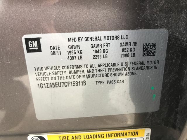 1G1ZA5EU7CF156116 - 2012 CHEVROLET MALIBU LS GRAY photo 10