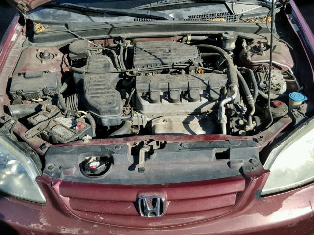 2HGES26793H530727 - 2003 HONDA CIVIC EX BURGUNDY photo 7