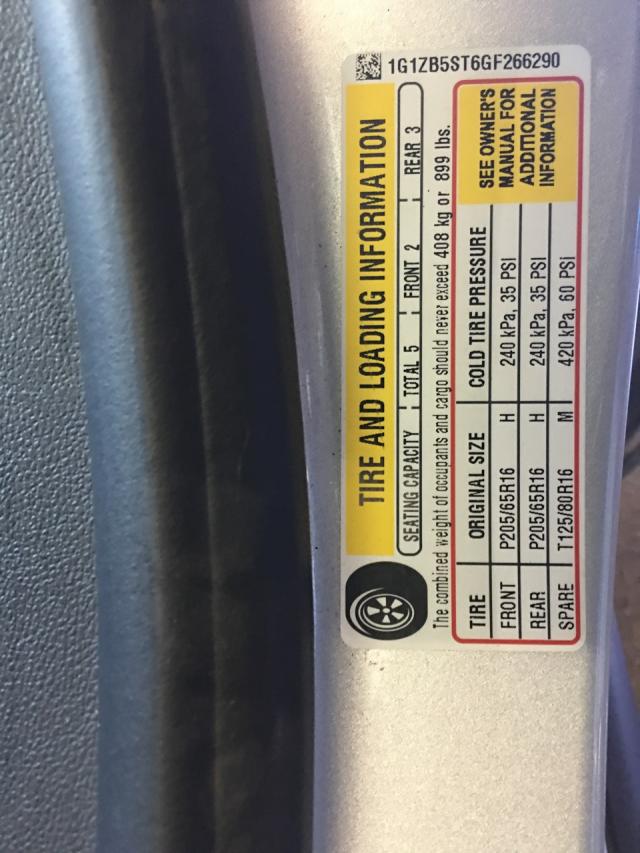 1G1ZB5ST6GF266290 - 2016 CHEVROLET MALIBU LS ვერცხლისფერი ფოტო 9