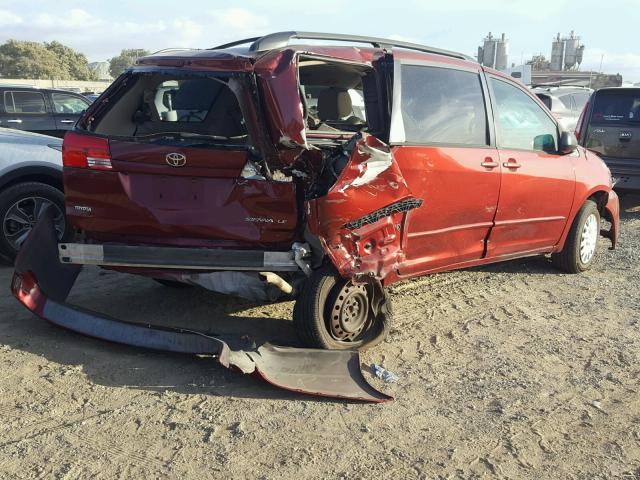 5TDZA23C64S067730 - 2004 TOYOTA SIENNA CE BURGUNDY photo 4