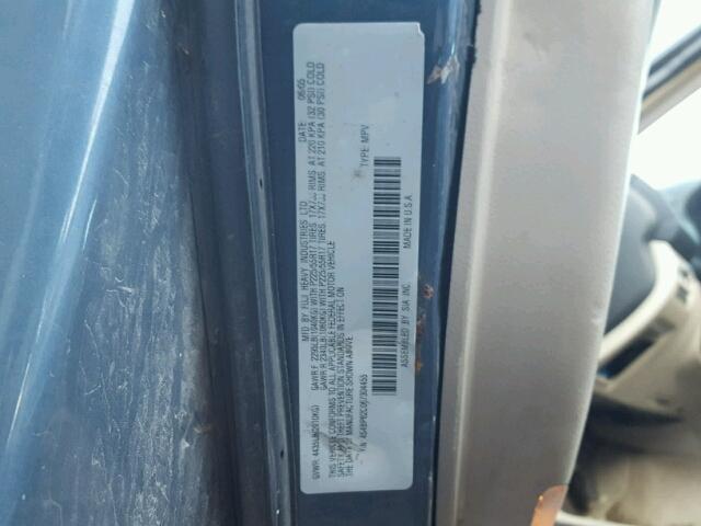 4S4BP62C067304455 - 2006 SUBARU LEGACY OUT BLUE photo 10