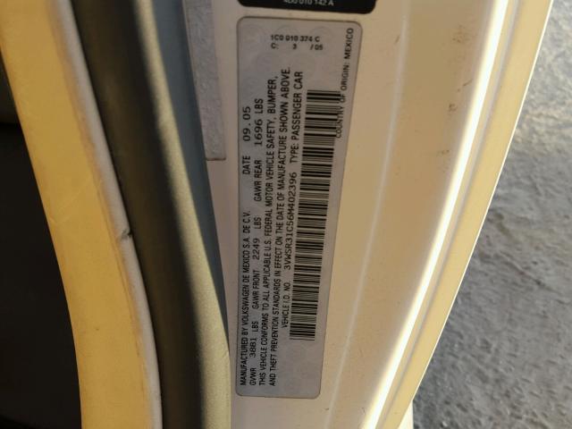 3VWSR31C56M402396 - 2006 VOLKSWAGEN NEW BEETLE 奶油色 照片 10