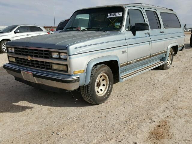 1GBER16K9LF161544 - 1990 CHEVROLET SUBURBAN R BLUE photo 2