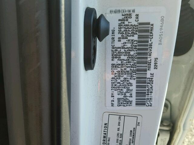 4T1BE32K72U110013 - 2002 TOYOTA CAMRY LE 白色 照片 10