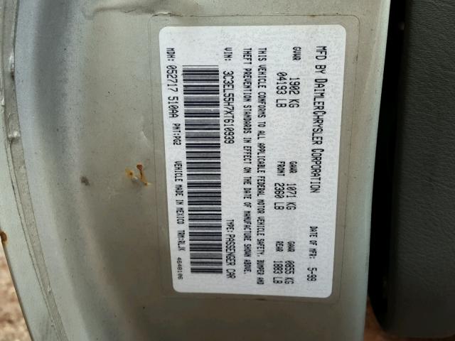 3C3EL55H7XT610939 - 1999 CHRYSLER SEBRING JX BEIGE photo 10