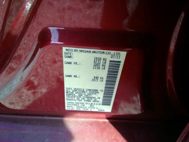 1N4AL3AP4DC918319 - 2013 NISSAN ALTIMA 2.5 RED photo 10