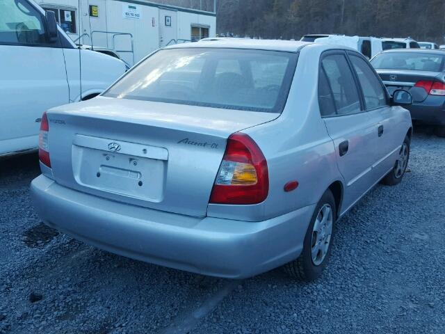 KMHCG45C42U340455 - 2002 HYUNDAI ACCENT GL SILVER photo 4