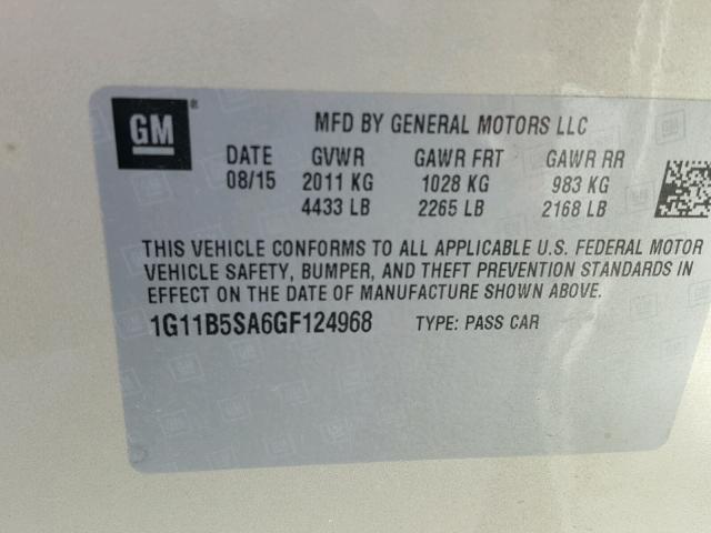 1G11B5SA6GF124968 - 2016 CHEVROLET MALIBU LIM TAN photo 10