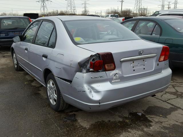 1HGES16541L070112 - 2001 HONDA CIVIC LX SILVER photo 3