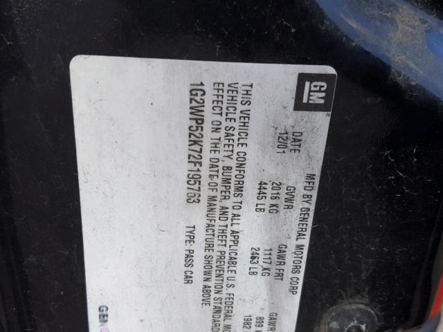 1G2WP52K72F195763 - 2002 PONTIAC GRAND PRIX Қара фото 10