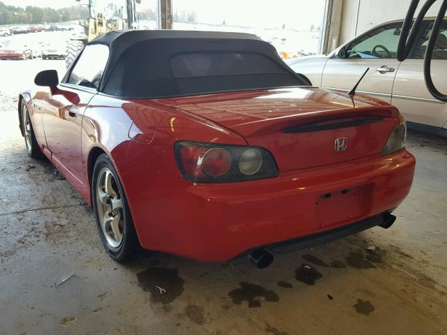 JHMAP11462T008692 - 2002 HONDA S2000 RED photo 3