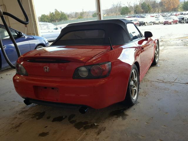 JHMAP11462T008692 - 2002 HONDA S2000 RED photo 4