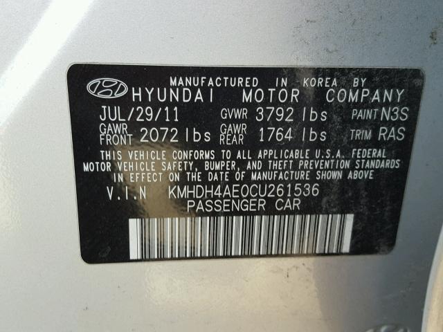 KMHDH4AE0CU261536 - 2012 HYUNDAI ELANTRA GL SILVER photo 8