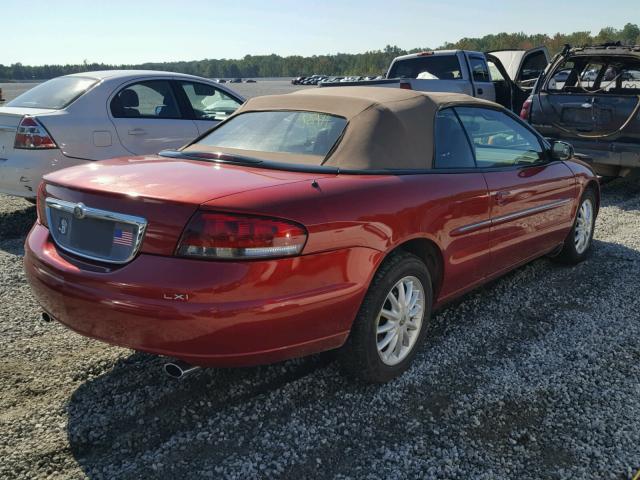 1C3EL55UX1N593820 - 2001 CHRYSLER SEBRING LX RED photo 4