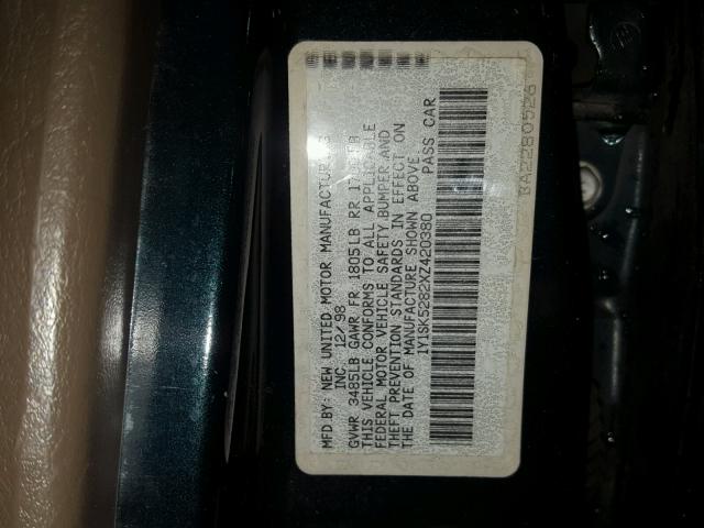 1Y1SK5282XZ420380 - 1999 CHEVROLET GEO PRIZM 绿色 照片 10