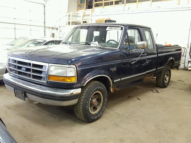 1FTEX15N6NKB43591 - 1992 FORD F150 BLUE photo 2