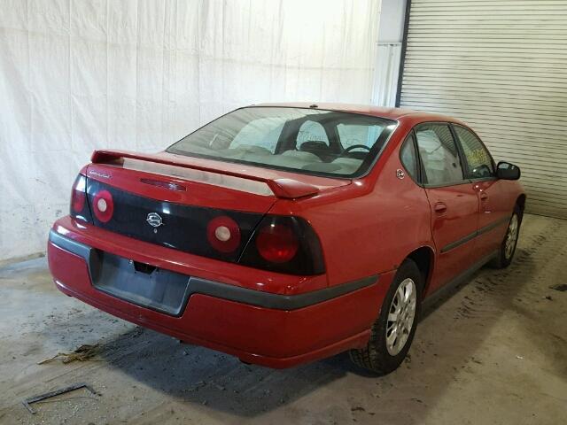 2G1WF52E449377997 - 2004 CHEVROLET IMPALA RED photo 4