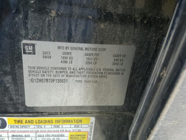 1G1ZH57B79F135631 - 2009 CHEVROLET MALIBU 1LT 黑色 照片 10