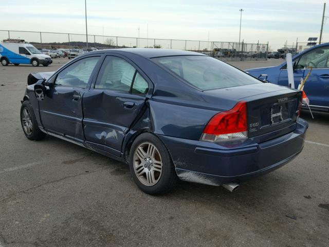 YV1RS592082701943 - 2008 VOLVO S60 2.5T BLUE photo 3