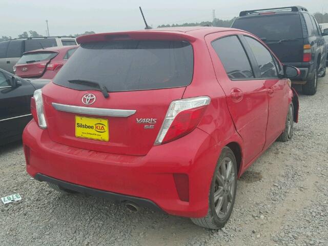 JTDKTUD3XED594687 - 2014 TOYOTA YARIS RED photo 4