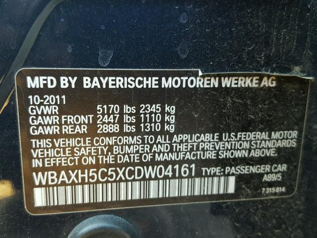 WBAXH5C5XCDW04161 - 2012 BMW 528 XI BLUE photo 10