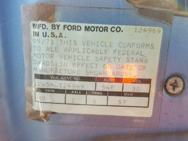 2W54H124969 - 1972 FORD FAIRLANE BLUE photo 10