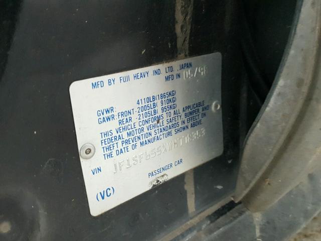 JF1SF655XWH778353 - 1998 SUBARU FORESTER S BLACK photo 10