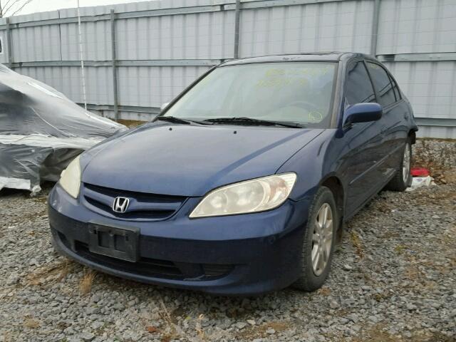 2HGES16685H038596 - 2005 HONDA CIVIC LX BLUE photo 2