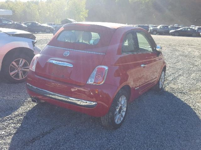 3C3CFFER4DT743344 - 2013 FIAT 500 LOUNGE RED photo 4