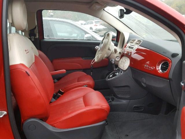 3C3CFFER4DT743344 - 2013 FIAT 500 LOUNGE RED photo 5