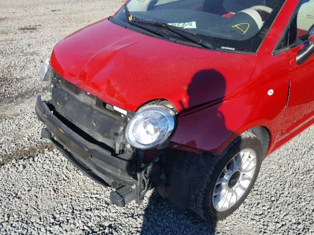 3C3CFFER4DT743344 - 2013 FIAT 500 LOUNGE RED photo 9