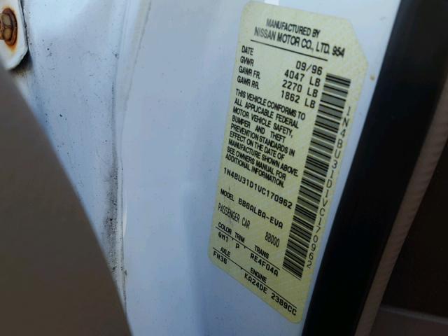 1N4BU31D1VC170962 - 1997 NISSAN ALTIMA XE WHITE photo 10