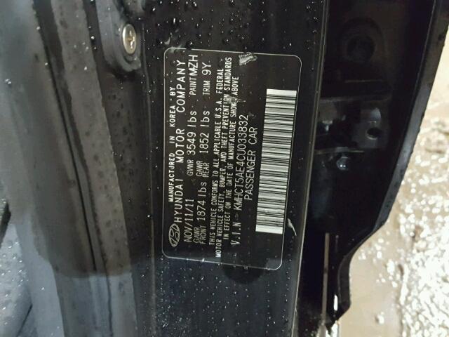 KMHCT5AE4CU033832 - 2012 HYUNDAI ACCENT GLS BLACK photo 10