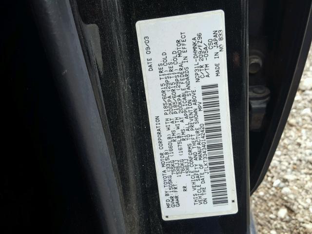 JTLKT334340142420 - 2004 TOYOTA SCION XB Siyah fotoğraf 10