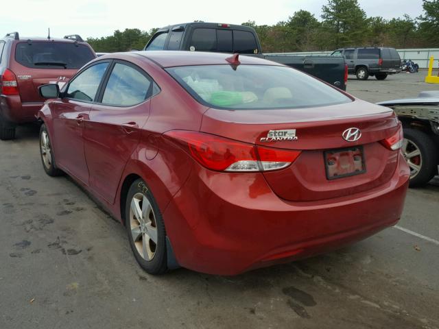 KMHDH4AE9BU122861 - 2011 HYUNDAI ELANTRA GL RED photo 3