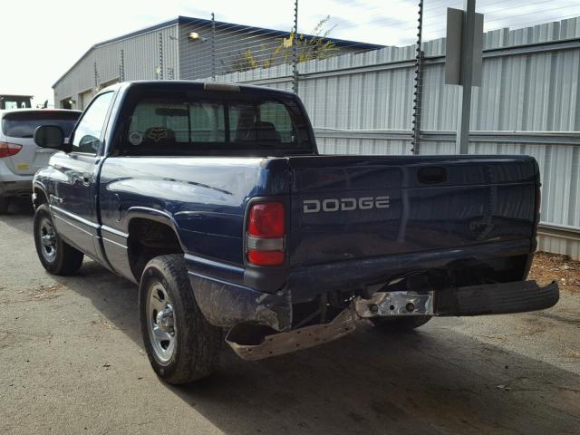 1B7HC16X3YS647867 - 2000 DODGE RAM 1500 BLUE photo 3