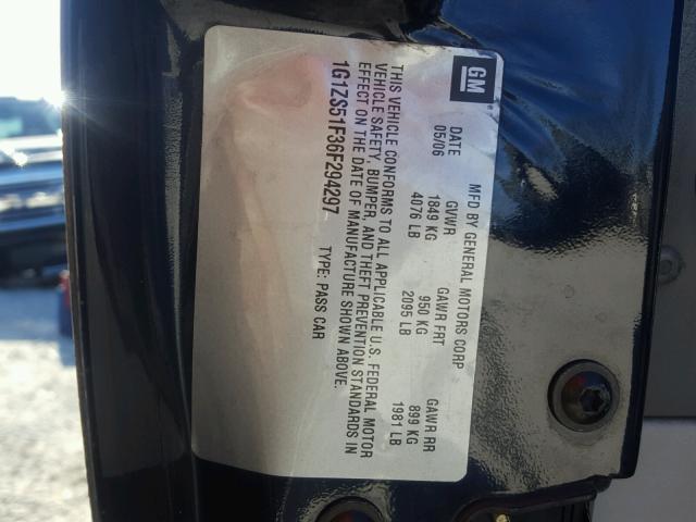 1G1ZS51F36F294297 - 2006 CHEVROLET MALIBU LS BLUE photo 10